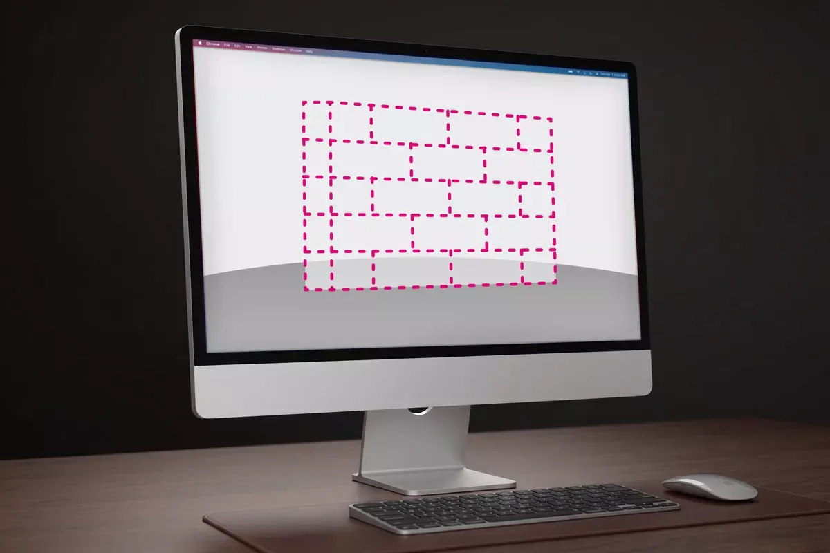Screen with an image of a dotted line brick wall on it, representing slow speed.